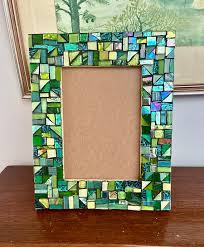 Glass Mosaic Picture Frame Green With