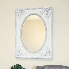 Large White Vintage Framed Oval Wall