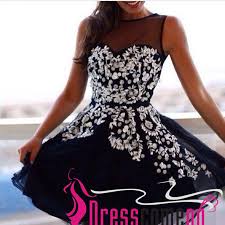 Shop designer brands · free to join · members earn cash back Black Short Prom Dresses Princess Hot Top Homecoming Dress White Lace Flower Appliqued Dress For Girls Sold By Dresscomeon On Storenvy