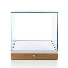 glass square display box with lock and