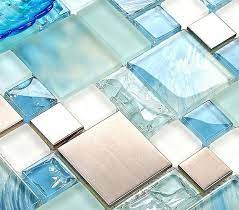 Hand Painted Blue Glass Backsplash Tile