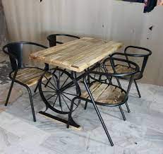 black rectangular cafe table chair set