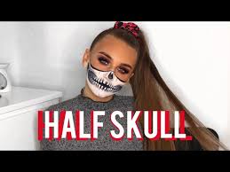 half skull makeup tutorial easy skull
