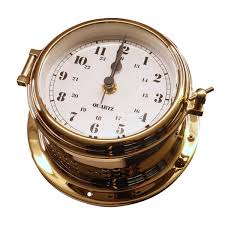 Nautical Brass Clock With Hinged Bezel