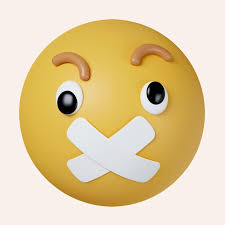 premium psd 3d taped mouth emoji shut