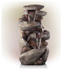 Alpine Rock Waterfall Fountain With Led Light