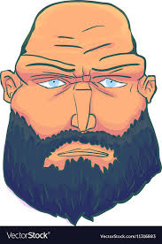 cartoon brutal man face with beard