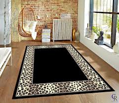 chion rugs leopard skin black and