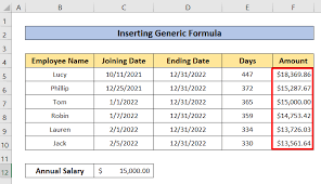 calculate prorated salary in excel