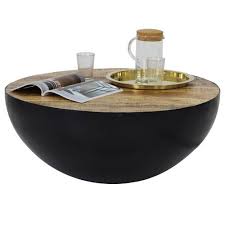 modern designer wood top round coffee