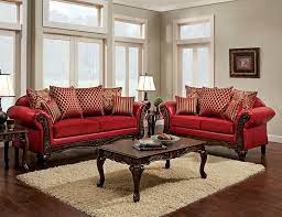 red leatherette fabric 2pcs sofa set
