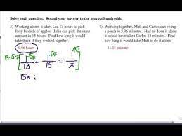 Algebra Word Problems Work Part 2