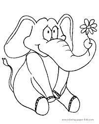 Foster the literacy skills in your child with these free, printable coloring pages that can be easily assembled into a book. Elephant With A Flower Color Page Free Printable Coloring Sheets For Kids