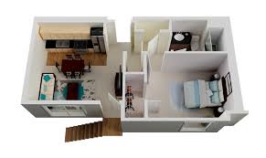 1 Bedroom Small House Plan Interior