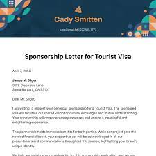 sponsorship letter for tourist visa