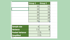 calculate pooled variance in excel