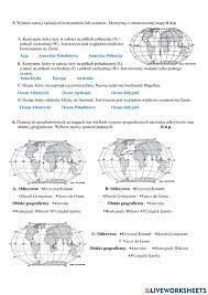 Lądy i oceany na kuli ziemskiej interactive worksheet