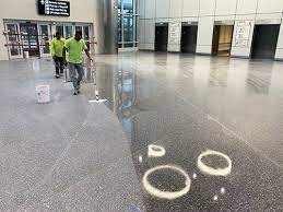 applying sealer to terrazzo flooring