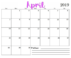 April 2019 Printable Calendar Templates Free Blank Holidays