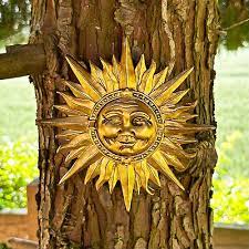 Gold Smiling Sun Wall Plaque Resin