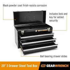 gearwrench 83151 3 drawer steel tool box black 20 in