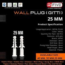 25mm Plastic White Wall Plugs Feature