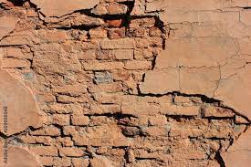 Old Distressed Brick Wall Structure Of