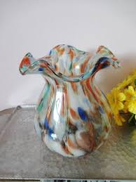 Vintage Murano Glass Vase Fluted With