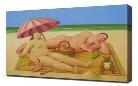 Amazon.com: Compatible con: familia nudista de Fernando Botero, impresión  en lienzo 
