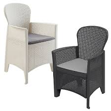 Arm Chair Cushioned Seat Rattan Look
