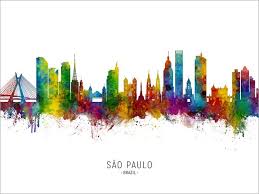 São Paulo Skyline Brazil Cityscape Painting Art Print Poster - Etsy UK