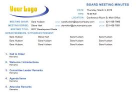 Board Meeting Minutes Template How To Meeting Agenda