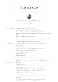 Quality Manager Resume Samples Templates Visualcv