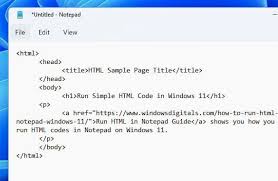 how to run html code in notepad windows 11