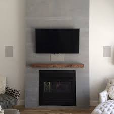 Concrete Fireplace W Reclaimed Wood