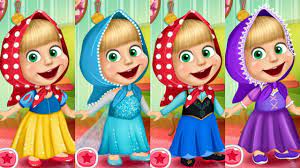 Masha Cô bé siêu quậy và chú gấu xiếc: Masha mặc thử váy các cô công chúa  Disney - YouTube