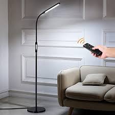Amazon Com Led Floor Lamp For Living Room Bedroom Office With Remote Control And Timer 5 Brightness Level 5 Color 1800lm Dimmable Standing Light Albrillo 2 In 1 Led Reading Lamp Black Home Improvement