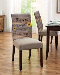 Amazon.com: Dining Chair Back Covers, Summer Farm This is Us Our Life Our  Story Our Home Sunflower Vintage Wooden Removable Washable Chair Covers For  Dining ,Scratch Prevention Dining Room Seat Cover Set