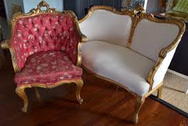 gilded antique french settee and chair