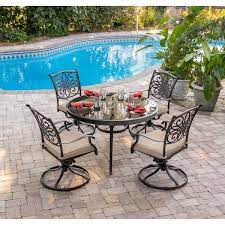 Round Glass Top Table And Swivel Chairs