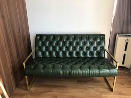 chesterfield green leather sofa