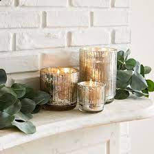 Mercury Glass Fluted Candles Cypress