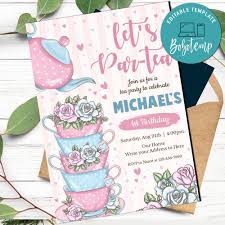 tea party birthday invitation