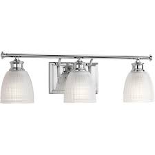 Progress Lighting Lucky Collection 24 In 3 Light Polished Chrome Bathroom Vanity Light With Glass Shades P2181 15di The Home Depot In 2020 Bath Light Fixtures Progress Lighting Bathroom Light Fixtures
