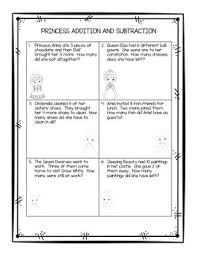 Share to facebook share to twitter Kindergarten First Grade Princess Addition Subtraction Word Problems Practice