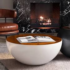Or as low as £93.20 per month (0% apr) Modern Style White Round Drum Coffee Table Hollow Interior Storage Coffee Table With Brown Top 1