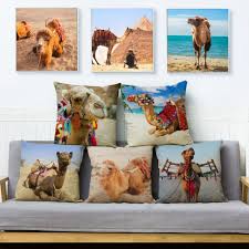 funny desert camel print pillow