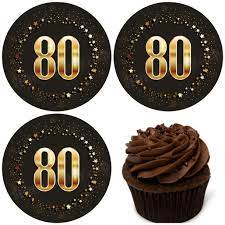 80th birthday edible cake image in