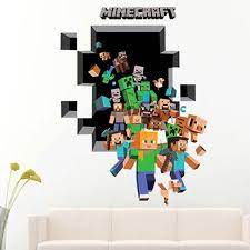 Large 3d Minecraft Wall Sticker 3d