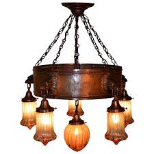 Austrian Arts And Crafts Chandelier With 6 Williamson Teplitz Art Vintage Lamps And Lighting Ruby Lane